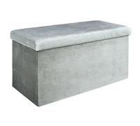 Coffre banc pliable design velours Giulia - L. 76 x H. 38 cm - Gris