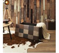 Home Deco Factory – Coffre banc pliable HD7666 Patchwork PU Marron 76 x 38 x 38 cm