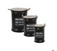 Atmosphera - Set de 3 coffres noirs Loft en métal