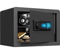 Coffre biométrique, avec rétroéclairage et pavé tactile, petit coffre pour la maison avec port USB-C d'urgence, indicateur lumineux, coffre en acier allié pour l'argent et les bijoux, capacité de 14 l