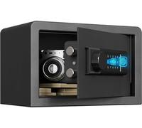 Coffre biométrique, avec rétroéclairage et pavé tactile, petit coffre pour la maison doté d'une connexion USB-C d'urgence, indicateur lumineux, coffre en acier allié pour l'argent et les bijoux, capac