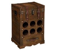 Coffre ""Bruce"" en bois foncé 6 bouteilles - Atmosphera Créateur d'intérieur