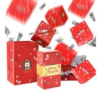 Coffre Cadeau Explosif - Boîte Surprise de Noël à Effet Pop-up avec 10/15/20/25 Porte-Argent, Élastiques et Confettis, Boîte à Cadeaux Réutilisable pour Espèces, Cadeaux, Noël, Anniversaire