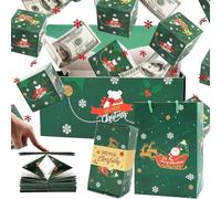 Coffre Cadeau Explosif - Boîte Surprise de Noël à Effet Pop-up avec 10/15/20/25 Porte-Argent, Élastiques et Confettis, Boîte à Cadeaux Réutilisable pour Espèces, Cadeaux, Noël, Anniversaire