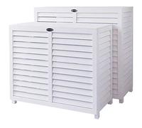 COFFRE CLIM - Cache Clim Extérieur 100% PVC Effet Bois Garanti PELICAN - Caisson Climatisation Imputrescible, Montage Facile (1min) - Conception Française - Couleur Blanc - Taille L