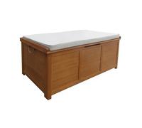 Coffre de jardin 200L en bois - Caja beige - 125x60cm rangement coussins avec 2 vérins et poignées