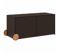 Coffre de jardin à roulettes, 283 l, en polyrotin marron, résistant aux intempéries, avec espace de rangement et sac intérieur imperméable, pour jardin, balcon, terrasse, extérieur, robuste et mobile