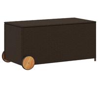 Coffre de jardin à roulettes Marron 190L Poly Rattan