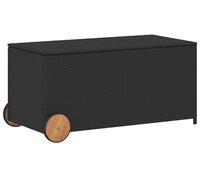 Coffre de jardin à roulettes Noir 190L Poly Rattan