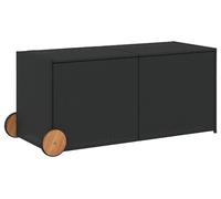 vidaXL Coffre de jardin à roulettes 283L en poly rotin Noir