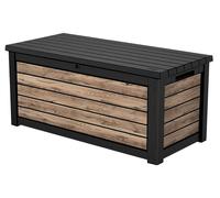 Coffre de jardin - Aspect bois de sapin - 623 litres - Verrouillable - Vérins à gaz - Charge max 270 kg