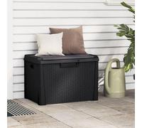 Coffre de jardin avec coussin de siège, anthracite, 125 litres, en PP. Coffre, boîte à coussins, boîte de rangement pour jardin, balcon, terrasse, usage extérieur. Résistant aux intempéries, verrouill