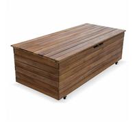 Coffre de jardin bois d'acacia 130L avec vérins et roulettes SARAGOSSE