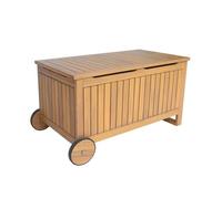 Coffre de jardin bois d'acacia avec roulettes 119L KIVO