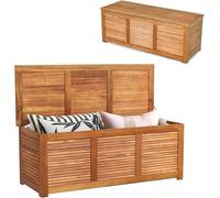 Coffre de jardin de 178 litres, avec banc intégré et couvercle, boîte de rangement avec espace de stockage, coffre d'extérieur en bois d'acacia, idéal pour le jardin, le balcon ou la terrasse