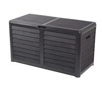 Coffre de jardin - EDA - BAYA - 420 L - Décor imitation bois - Utilisation Intérieure / Extérieure - avec Poignées - Gris Anthracite