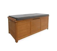 Coffre de Jardin en Bois - Caja - 125x60cm Rangement Coussins avec vérin et poignées (Gris)