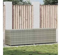 Coffre de jardin en résine tressée "poly rotin", dimensions 200x50x60 cm, couleur gris, avec revêtement époxy résistant aux intempéries, idéal pour le rangement sur terrasse, balcon et jardin. Coffre