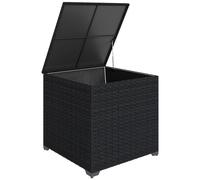 Coffre de jardin en rotin 253 L, polyrotin résistant aux intempéries, noir, couvercle à ressort à gaz, sac intérieur amovible, structure en acier résistante aux UV