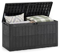 Coffre de jardin extérieur COSTWAY, 380 litres, avec couvercle verrouillable, boîte de rangement à ressort à gaz et avec poignées, coffre de rangement résistant aux intempéries, idéal pour les coussin