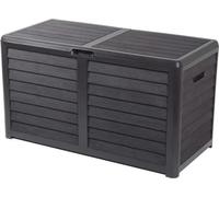 Coffre de Jardin Plastique EDA BAYA 420 L,Reproduction Imitation Bois, 117,3 x 54,8 x 65,3 cm, Gris Anthracite