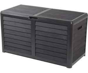 Coffre de Jardin Plastique EDA BAYA 420 L,Reproduction Imitation Bois, 117,3 x 54,8 x 65,3 cm, Gris Anthracite