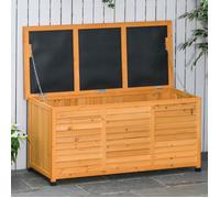 Coffre de rangement - 127 x 56 x 60 cm - Bois massif - Design persienne - Usage polyvalent extérieur