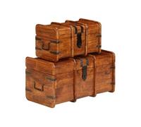 Coffre de rangement 2 pcs Bois d'acacia et finition en Sesham
