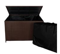 Coffre de Rangement 582 L Rotin Marron Doublure Imperméable Extérieure Jardin