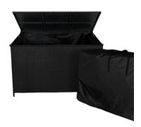 Coffre de Rangement 582 L Rotin Noir Doublure Imperméable Extérieure Jardin