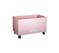 Coffre de rangement à roulettes rose - Dim : L48x l30 x H28 cm - -