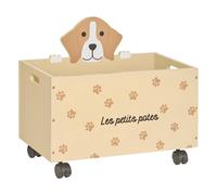 Atmosphera Coffre enfant à roulettes chien - Beige