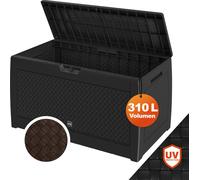 Coffre de Rangement Anthracite Malle 310 litres Stockage Coussins avec roulettes Extérieur Jardin