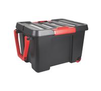 Malle de rangement solide noire avec roulettes 120 litres