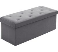 Coffre de rangement banc 110 cm - Coffre pliable en velours pour canne - 110 x 40 x 40 cm (gris)