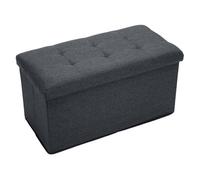 Coffre de Rangement Banc avec Rangement Tabouret avec Repose-Pieds Pliable 76x38x38cm gris foncé