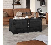 vidaXL Coffre de rangement Table basse en bois, grand, noir, vintage