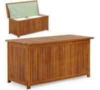 CASARIA® Coffre de Jardin 205 L en Bois d’Acacia – Rangement Extérieur avec Bâche Intérieure – Couvercle Renforcé, Charge 160 kg – Idéal pour Coussins Terrasse, Jardin ou Balcon