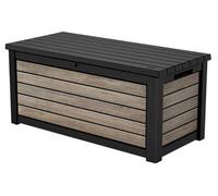 Coffre de rangement, coffre à coussins Keter Ashwood 630 L avec ressorts à gaz 155 x 68,2 x 69,5 cm aspect bois anthracite/marron