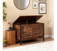 Coffre de rangement - Coffre bois 80 cm - Banc d'entrée 2-en-1 - Charnières anti-pincement - Vintage marron
