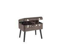 Coffre de rangement coloris taupe en MDF / tissu - L 51 x P 37 x H 47 cm --