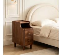 Coffre de rangement compact en bois de qualité supérieure avec étagères | Paire de tiroirs, œillet à l'arrière, kit coulissant silencieux(Walnut color,25*40*50cm)