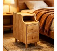 Coffre de rangement compact en bois de qualité supérieure avec étagères | Paire de tiroirs, œillet à l'arrière, kit coulissant silencieux(Natural wood color,30*40*50cm)