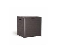 Coffre de rangement d'extérieur avec poignées encastrées effet bois 140L - 59x46x55 cm