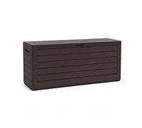 Coffre de rangement d'extérieur avec poignées encastrées effet bois 280L - 116x44x55 cm