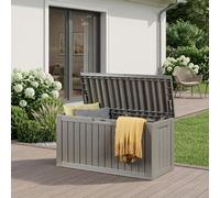 Coffre de rangement d'extérieur « Vades » 117 x 47 x 59 cm, 300 L, verrouillable, gris clair, aspect bois