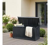 Coffre de rangement d'extérieur « Vades » 117 x 47 x 59 cm, 300 L, verrouillable, noir, aspect bois