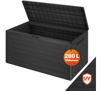 CASARIA® Coffre de Rangement Anthracite 280 L Poignées latérales Malle de Rangement Intérieur Extérieur Jardin Terrasse Balcon