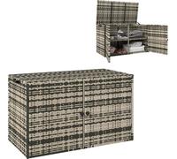 Coffre de rangement en rotin 350 L, 2 niveaux, résistant aux intempéries, avec couvercle, tiges de levage et poignées de transport, résistant aux UV, coffre de jardin pour la terrasse
