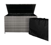 Coffre De Rangement En Rotin Gris, Grande Capacité 582 L, Portable Avec Roues & Poignée, Résistant Aux Uv & Intempéries, Ouverture Assistée Par Gaz, Jardin Patio Terrasse [Sac Imperméable Inclus] Gris